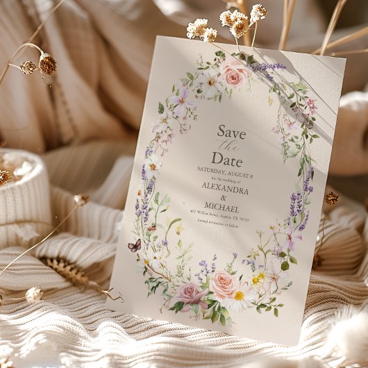 Boho Wildblume Floral Wedding Save The Date