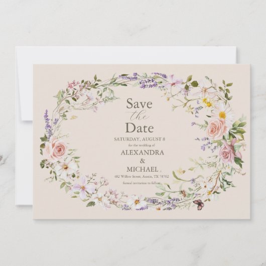 Boho Wildblume Floral Wedding Save The Date (Vorderseite)