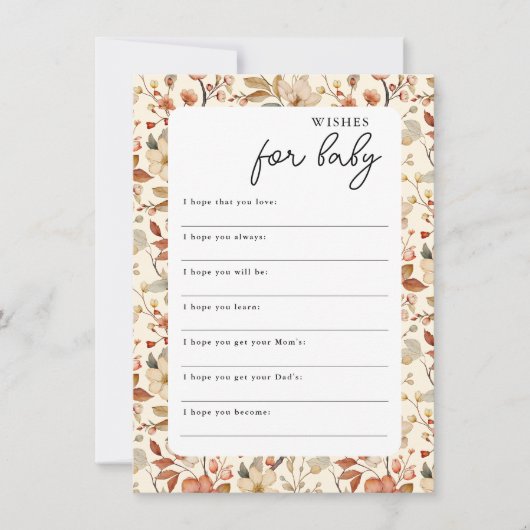 Boho Wildblume Floral wünscht sich Baby Einladung (Vorderseite)