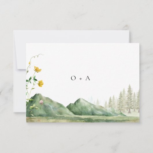 Boho Wildblume Forest Mountain Wedding RSVP Card (Rückseite)