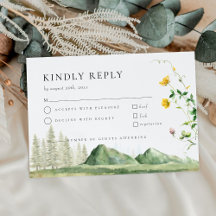 Boho Wildblume Forest Mountain Wedding RSVP Card