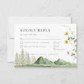 Boho Wildblume Forest Mountain Wedding RSVP Card Karte (Vorderseite)