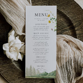 Boho Wildblume Forest Rustic Mountain Wedding Menükarte