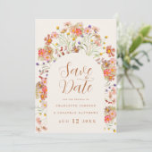 Boho Wildblume Foto Arch Wedding Save The Date (Stehend Vorderseite)