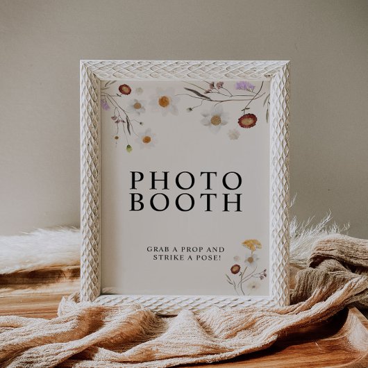 Boho Wildblume Foto Booth Wedding Sign Poster