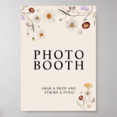 Boho Wildblume Foto Booth Wedding Sign Poster (Vorne)