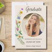 Boho Wildblume Foto Girl High School Abschluss Ankündigung