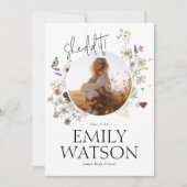 Boho Wildblume Foto Graduation Party Einladung (Vorderseite)