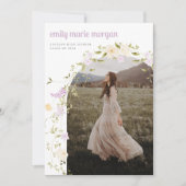 Boho Wildblume Foto Graduation Party Einladung (Vorderseite)