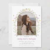 Boho Wildblume Foto Graduation Party Einladung (Rückseite)