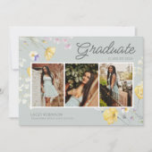 Boho Wildblume Foto High School Graduation Party Einladung (Vorderseite)