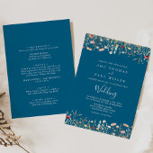 Boho Wildblume Front & Back Wedding Einladung