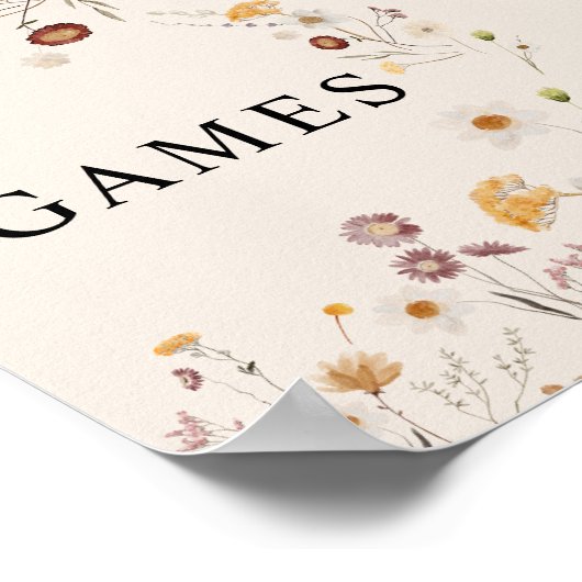 Boho Wildblume Games Wedding Sign Poster (Ecke)