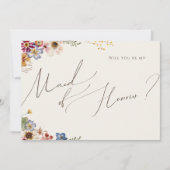 Boho Wildblume Garden | Beige Trauzeugin Card Einladung (Vorderseite)