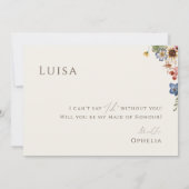 Boho Wildblume Garden | Beige Trauzeugin Card Einladung (Rückseite)