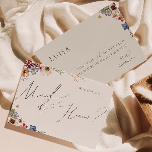 Boho Wildblume Garden | Beige Trauzeugin Card Einladung