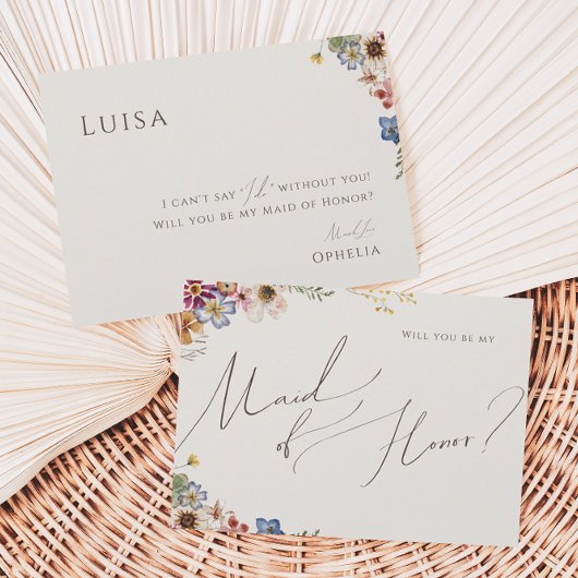Boho Wildblume Garden | Beige Trauzeugin Card Einladung