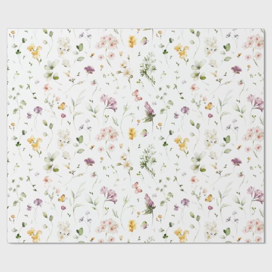 Boho Wildblume Garden Blumenmuster Geschenkpapier (Flach)