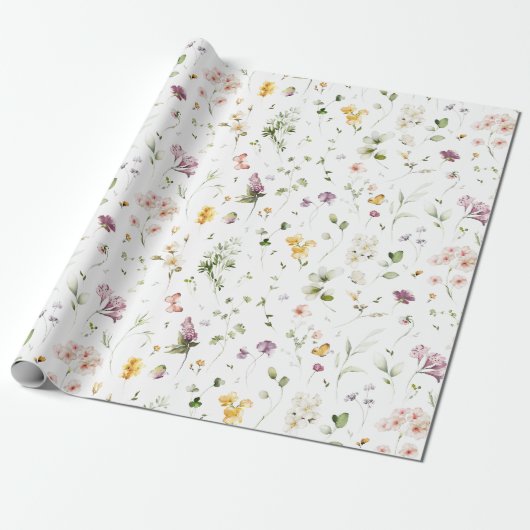 Boho Wildblume Garden Blumenmuster Geschenkpapier (Ungerollt)