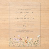 Boho Wildblume Garden Charcoal Gray Wedding Acryleinladungen (Vorderseite)