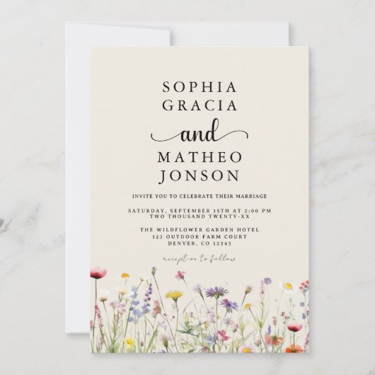 Boho Wildblume Garden Elegante Wildblume Save The Date (Vorderseite)