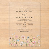 Boho Wildblume Garden Floral Wedding Acryleinladungen (Vorderseite)