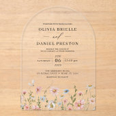 Boho Wildblume Garden Floral Wedding Acryleinladungen (Vorderseite)