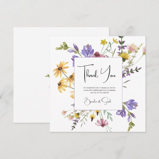 Boho Wildblume Garden Wedding Dankeskarte (Vorne/Hinten)