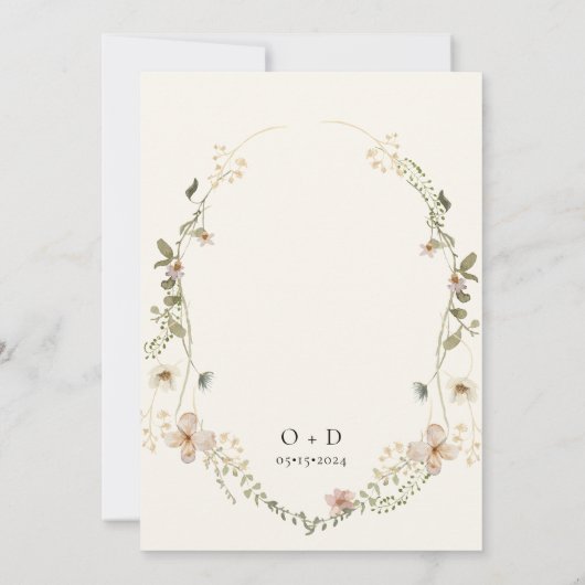 Boho Wildblume Garden Wedding Einladung (Rückseite)