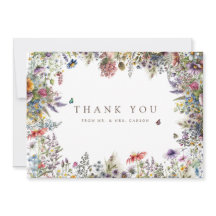 Boho Wildblume Garden White Dankeschön Karte