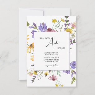 Boho Wildblume Garden White Wedding Einladung