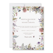 Boho Wildblume Garden White Wedding Einladung