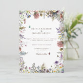 Boho Wildblume Garden White Wedding Einladung (Stehend Vorderseite)