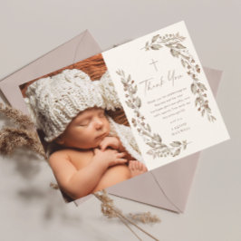 Boho Wildblume Gender Neutral Foto Taufe Dankeskarte