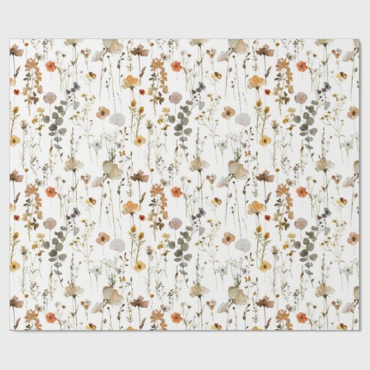 Boho Wildblume Geschenkpapier (Flach)