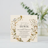 Boho Wildblume Getrocknete Blume Kranz Brautparty Einladung (Stehend Vorderseite)