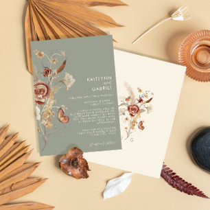 BOHO-Wildblume-getrocknetes Blumenmoos-Brautparty Einladung