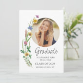 Boho Wildblume Girl Foto University Abschluss Ankündigung (Stehend Vorderseite)