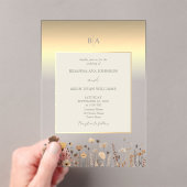 Boho Wildblume Gold Wedding Acryleinladungen (Insitu (Handheld))
