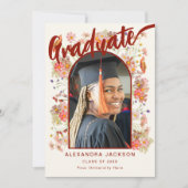 Boho Wildblume Graduate Foto Script Einladung (Vorderseite)