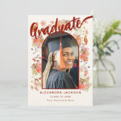 Boho Wildblume Graduate Foto Script Einladung (Stehend Vorderseite)