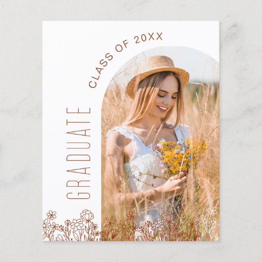 Boho Wildblume Graduation Party Bloom Invitation (Vorderseite)