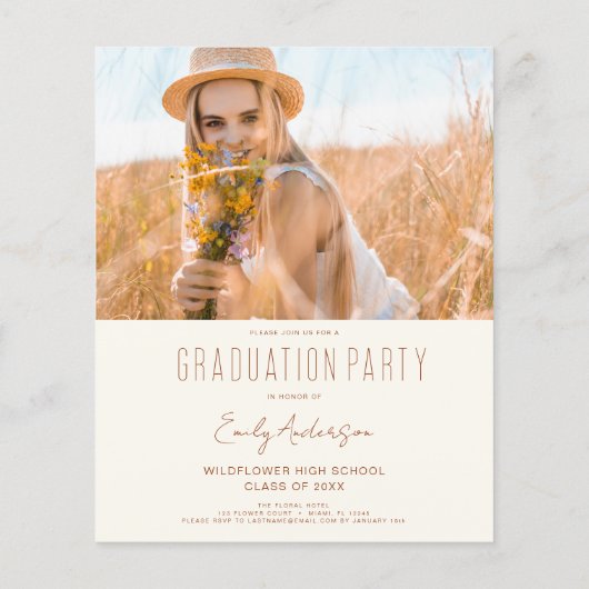Boho Wildblume Graduation Party Bloom Invitation (Rückseite)