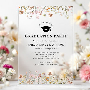 Boho Wildblume Graduation Party Boho Bloom Acryleinladungen