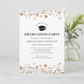 Boho Wildblume Graduation Party Boho Bloom Einladung (Stehend Vorderseite)