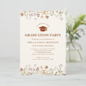 Boho Wildblume Graduation Party Boho Bloom Einladung (Stehend Vorderseite)