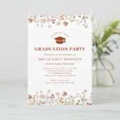 Boho Wildblume Graduation Party Boho Bloom Einladung (Stehend Vorderseite)