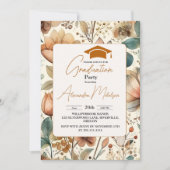 Boho Wildblume Graduation Party Einladung (Vorderseite)
