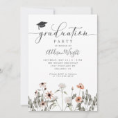 Boho Wildblume Graduation Party Einladung (Vorderseite)