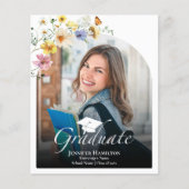 Boho Wildblume Graduation Party Foto Einladung (Vorderseite)